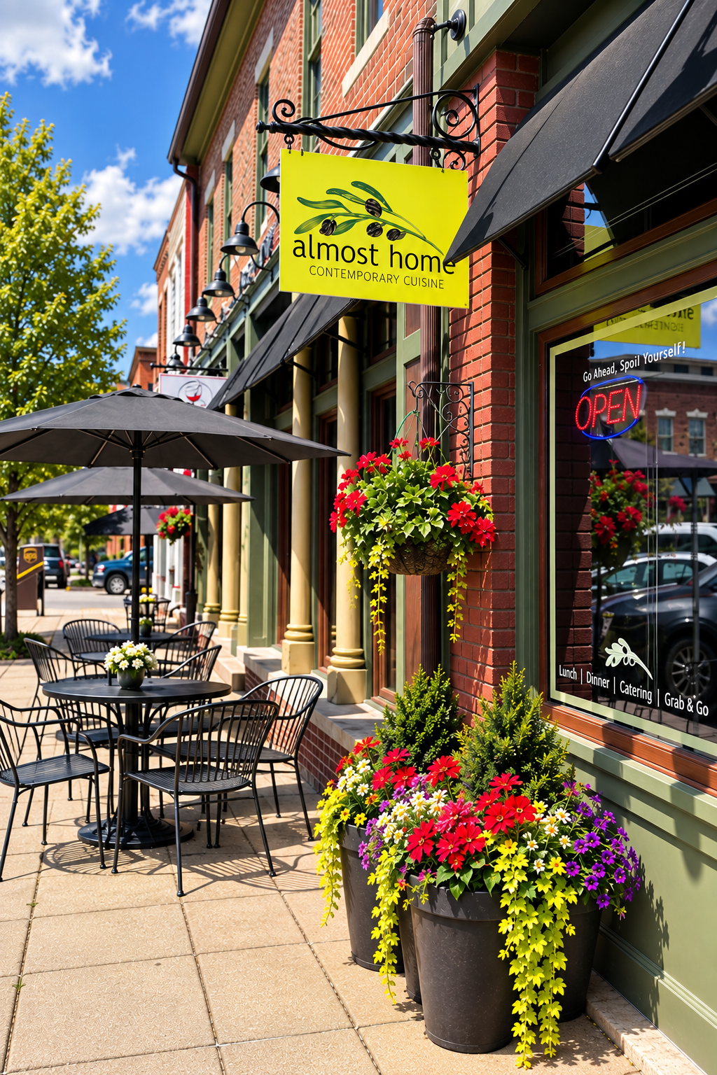 Almost Home Restaurant’s downtown exterior and patio
